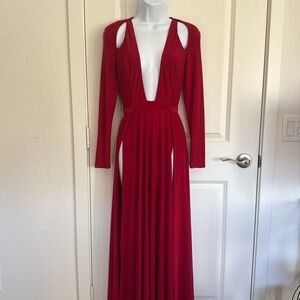 Abyss By Abby Striking Red Long Sleeve Dress